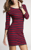 Three-Quarter Sleeve Striped Dress