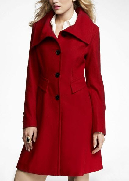 Wool Blend Long Fit and Flare Coat