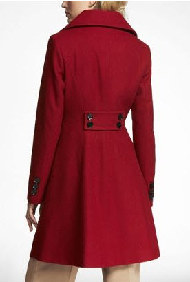 red flared coat